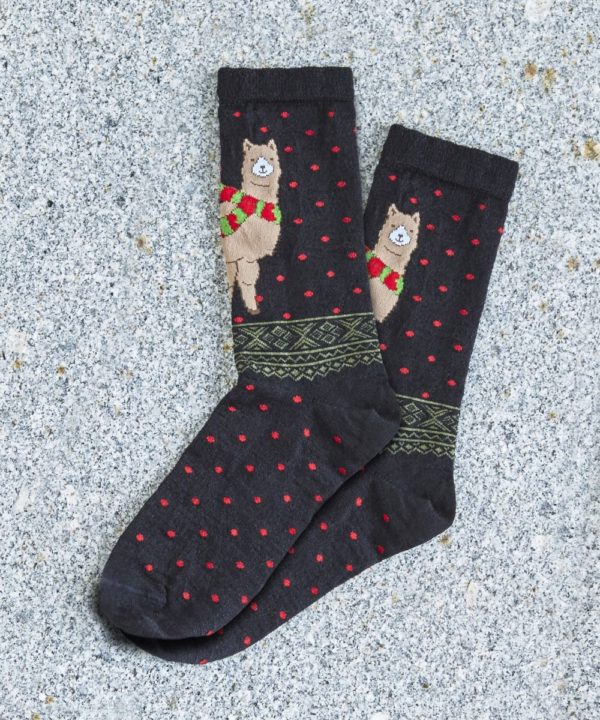 Christmas Alpaca Crew Sock