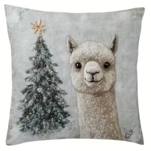 White Alpaca Christmas Pillow