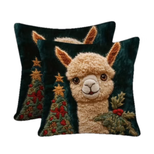 Green Alpaca Christmas Pillow